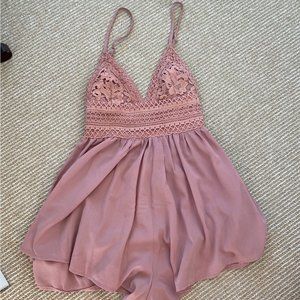 mauve back tie romper
